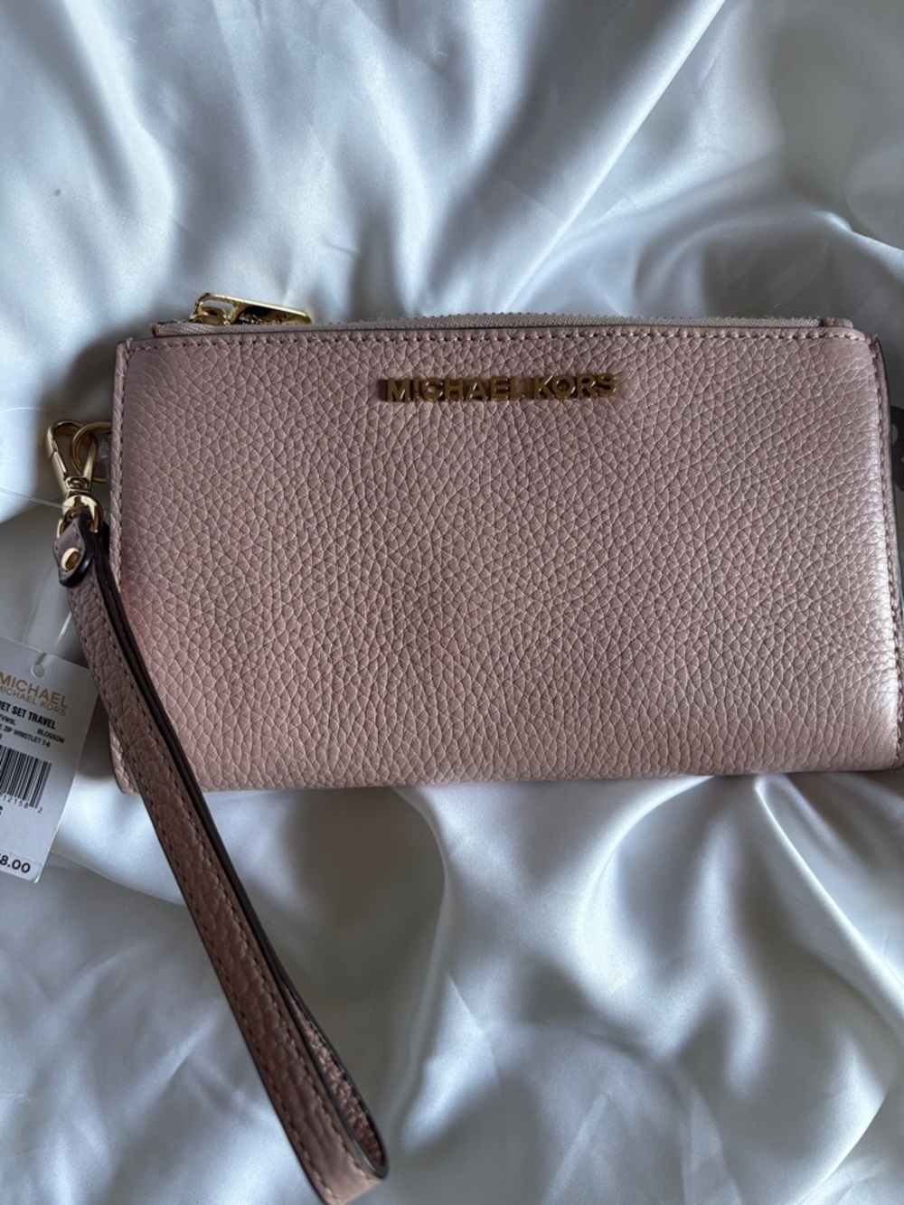 Michael Kors Blush Pebbled Leather Wristlet